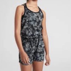 Athleta Girl Ready To Go Romper One Piece Gray Tie Dye Girls Size M, 8, 10